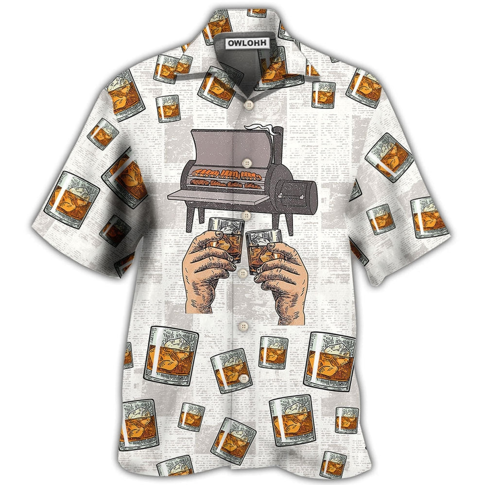 Hawaiian Shirt / Adults / S Wine Bourbon I Like Bourbon My Smoker And Maybe 3 People - Hawaiian Shirt - Owls Matrix LTD