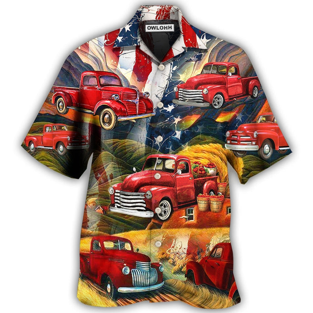 Hawaiian Shirt / Adults / S Car Independence Day Red Car Vintage - Hawaiian Shirt - Owls Matrix LTD
