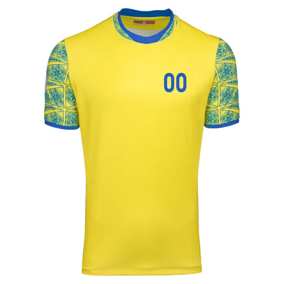 Custom Yellow And Blue Traditional Pattern - Soccer Uniform Jersey