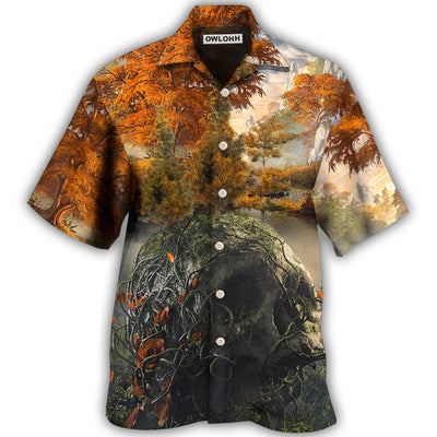 Hawaiian Shirt / Adults / S Skull Into The Forest I Go Hiking Lover Camping - Hawaiian Shirt - Owls Matrix LTD