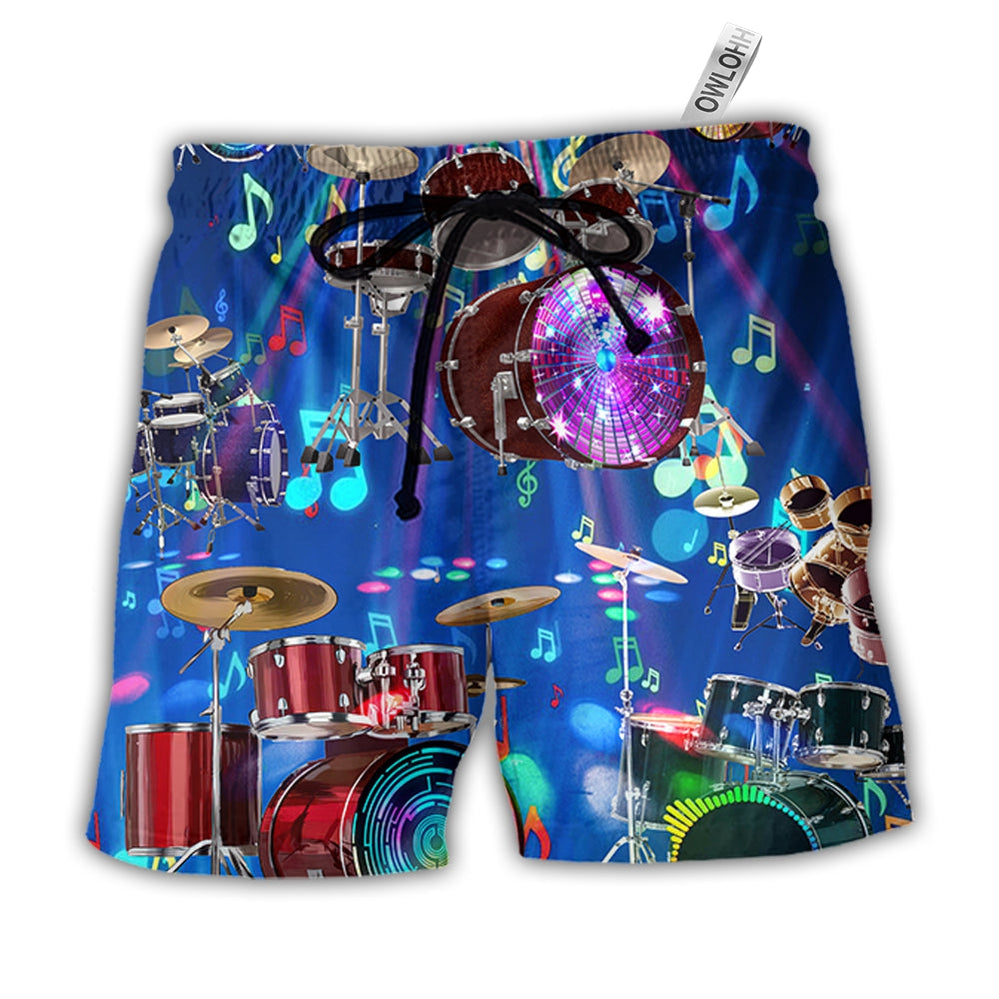 Beach Short / Adults / S Drum Is My Life Light Neon Style - Beach Short - Owls Matrix LTD