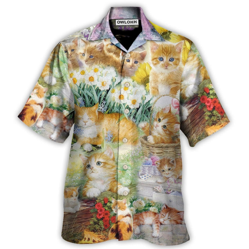 Hawaiian Shirt / Adults / S Cat Kitty Lover Art - Hawaiian Shirt - Owls Matrix LTD