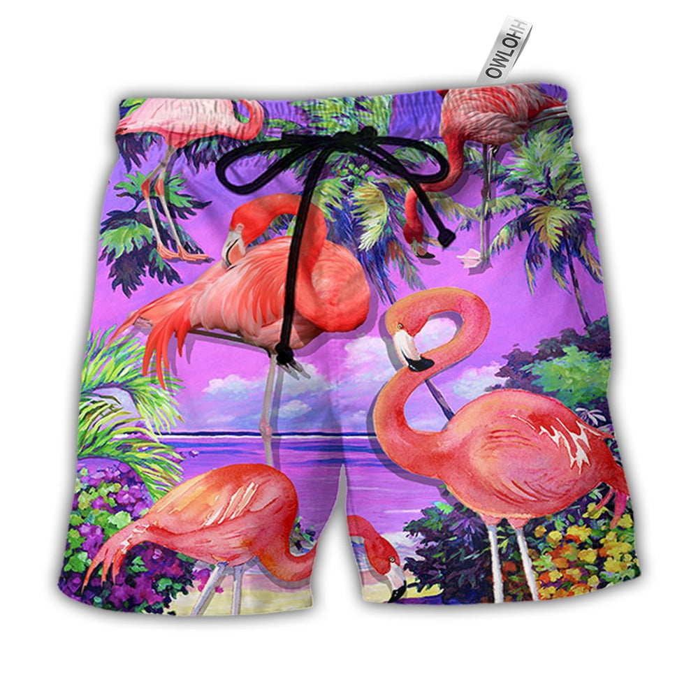 Beach Short / Adults / S Flamingo Sweet Paradise Style - Beach Short - Owls Matrix LTD
