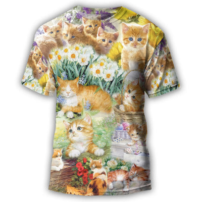 S Cat Kitty Lover Art - Round Neck T-shirt - Owls Matrix LTD