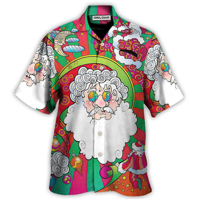 Hawaiian Shirt / Adults / S Christmas Santa Claus Psychedelic Colorful - Hawaiian Shirt - Owls Matrix LTD