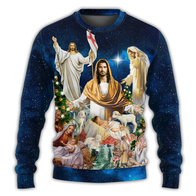Christmas Sweater / S Jesus Christmas Miracle Night - Sweater - Ugly Christmas Sweaters - Owls Matrix LTD