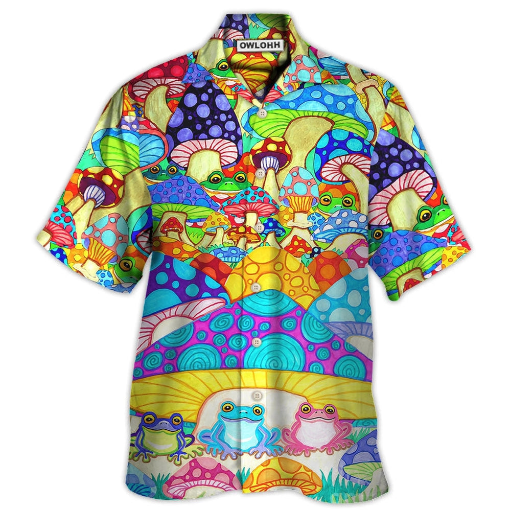 Hawaiian Shirt / Adults / S Hippie Frog Mushroom Hippie Colorful Art Peace - Hawaiian Shirt - Owls Matrix LTD