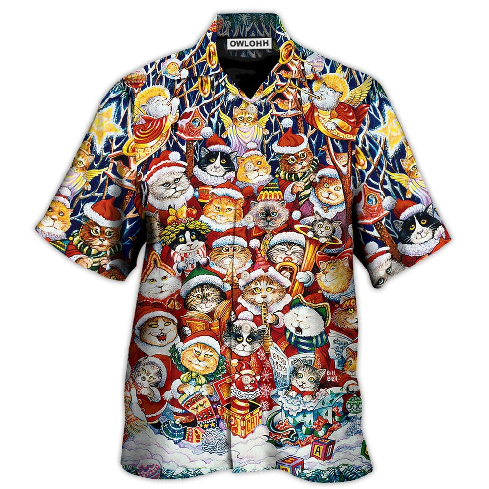 Hawaiian Shirt / Adults / S Christmas Cat Funny Happiness - Hawaiian Shirt - Owls Matrix LTD