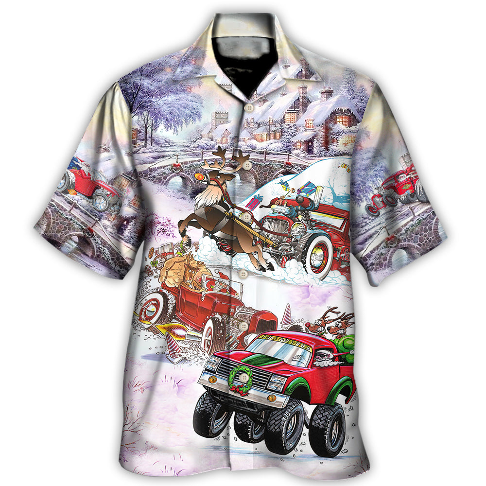 Hawaiian Shirt / Adults / S Christmas Car Run Xmas Hohoho - Hawaiian Shirt - Owls Matrix LTD