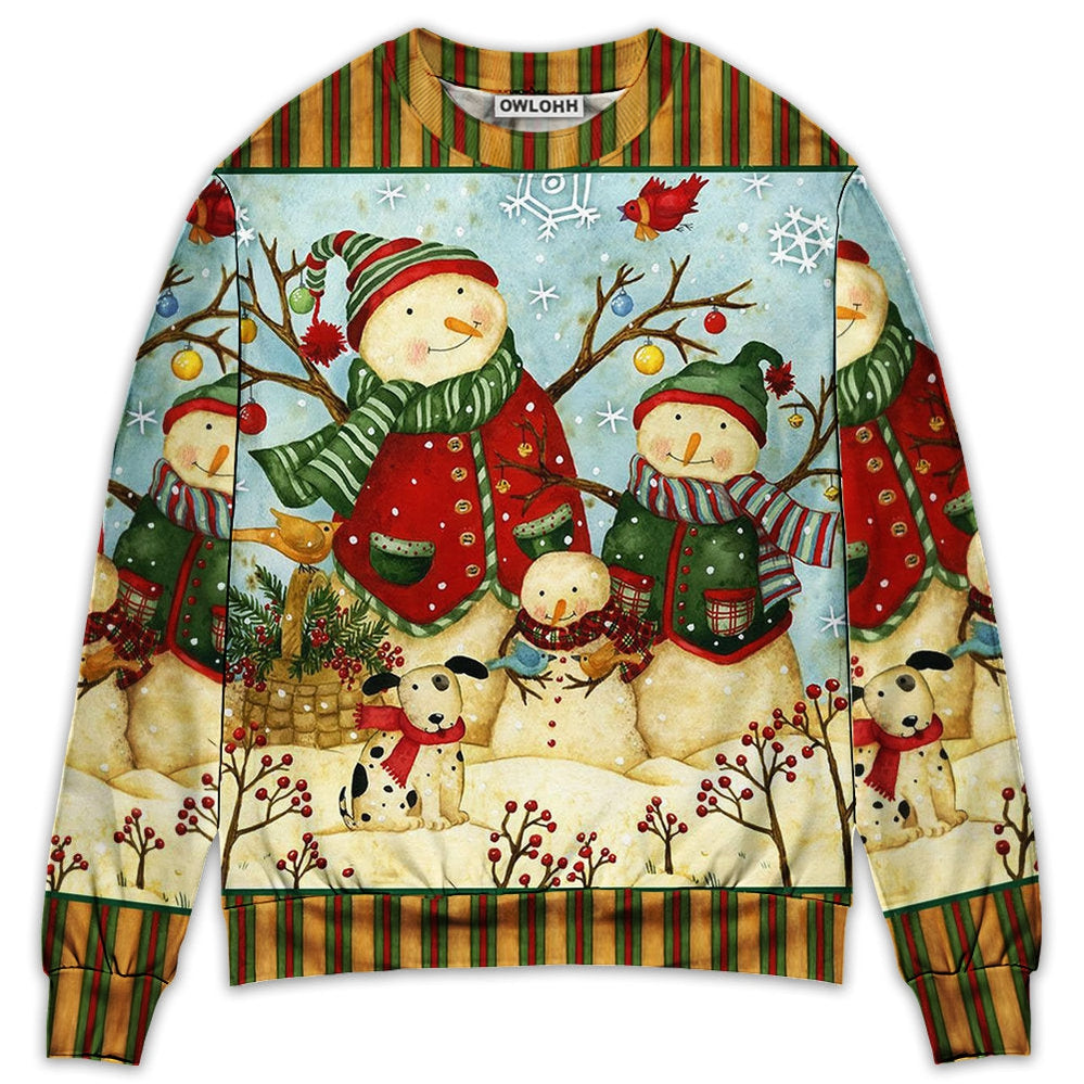 Sweater / S Christmas Cutie Snowman Happy Xmas - Sweater - Ugly Christmas Sweaters - Owls Matrix LTD