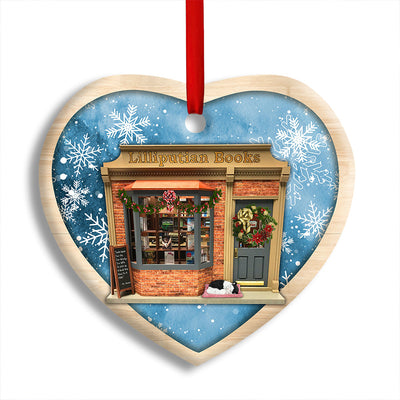 Pack 1 Bookstore Christmas Book And Snowflower - Heart Ornament - Owls Matrix LTD