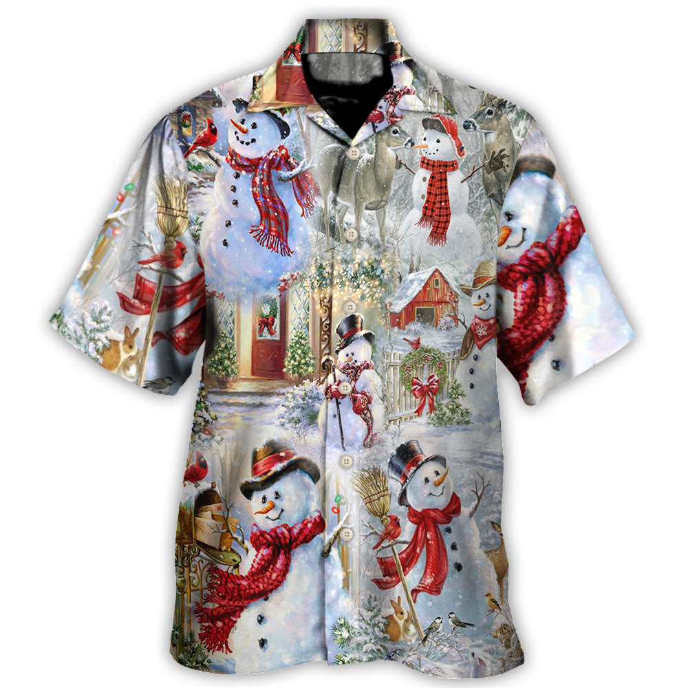 Hawaiian Shirt / Adults / S Christmas Snowman Merry Xmas - Hawaiian Shirt - Owls Matrix LTD