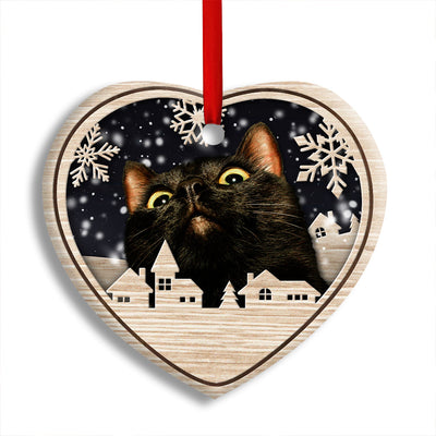 Pack 1 Christmas Cat Meow Xmas Winter Cats Cat Lovers - Heart Ornament - Owls Matrix LTD