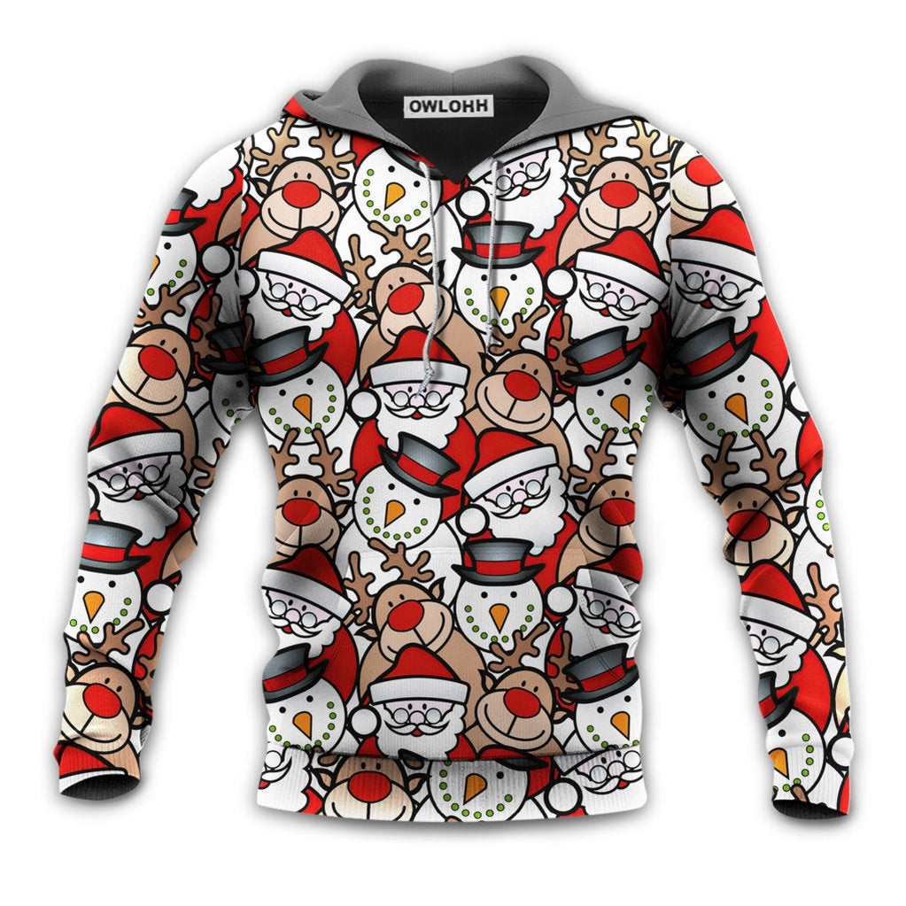 Unisex Hoodie / S Christmas Cutie Santa And Reindeer Funny Style - Hoodie - Owls Matrix LTD