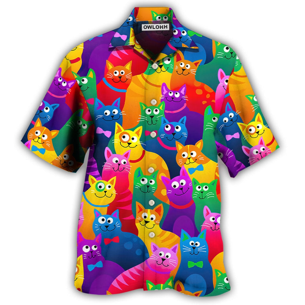 Hawaiian Shirt / Adults / S Cat Funny Colorful Style - Hawaiian Shirt - Owls Matrix LTD