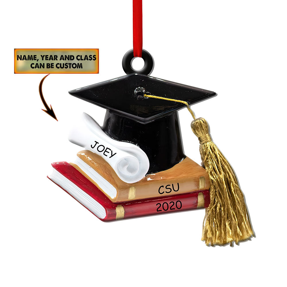 Graduation Diploma Cap Awesome Personalized - Custom Shape Ornament - Owls Matrix LTD