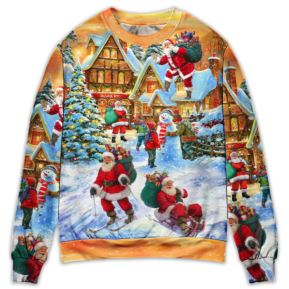 Sweater / S Christmas Santa Claus In The Town Xmas Is Coming - Sweater - Ugly Christmas Sweaters - Owls Matrix LTD