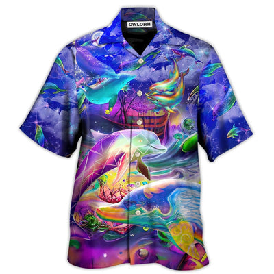 Hawaiian Shirt / Adults / S Dolphin Rainbow Jumping Into New World - Hawaiian Shirt - Owls Matrix LTD