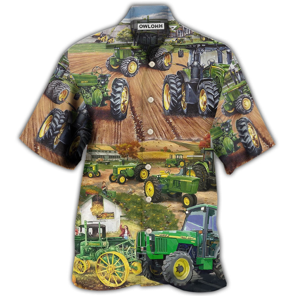 Hawaiian Shirt / Adults / S Tractor Green Tractor Working Farm - Hawaiian Shirt - Owls Matrix LTD