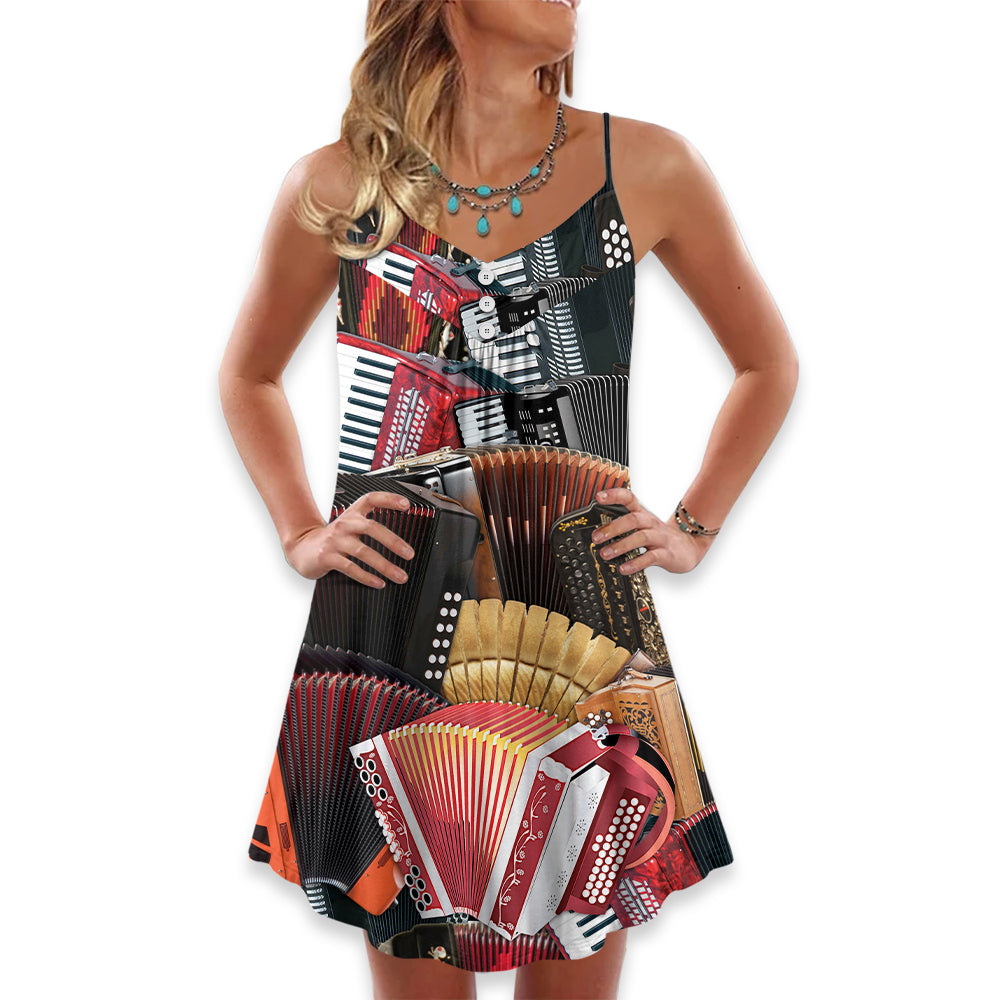 S Accordion A Gentleman Is Someone Who Can Play The Accordion - V-neck Sleeveless Cami Dress - Owls Matrix LTD