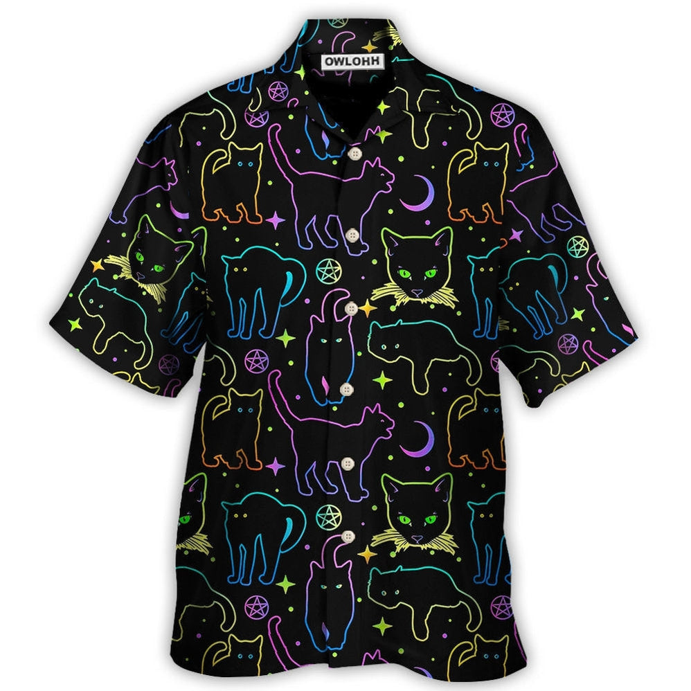 Hawaiian Shirt / Adults / S Cat Neon Colorful Playing With Kitten Magical - Hawaiian Shirt - Owls Matrix LTD