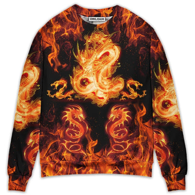 Dragon And Fireball Madness - Sweater - Ugly Christmas Sweaters - Owls Matrix LTD