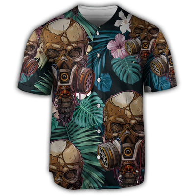 S Skull Style Lover And Tropical Leaves - Baseball Jersey - Owls Matrix LTD
