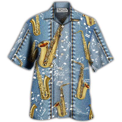 Hawaiian Shirt / Adults / S Saxophone Jeans Art Music Note - Hawaiian Shirt - Owls Matrix LTD
