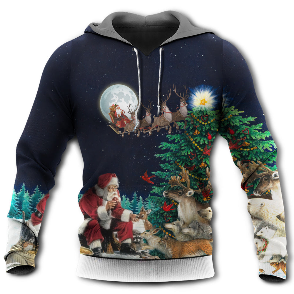 Unisex Hoodie / S Christmas Santa Giving Christmas For Everyone Christmas Night- Hoodie - Owls Matrix LTD