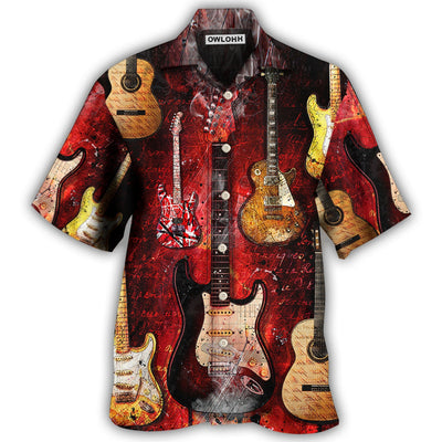 Hawaiian Shirt / Adults / S Guitar Abstract Halloween Guitar Art Style - Hawaiian Shirt - Owls Matrix LTD