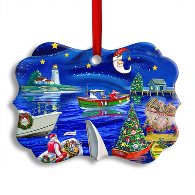 Pack 1 Christmas Boat Merry Xmas And Happy New Year - Horizonal Ornament - Owls Matrix LTD