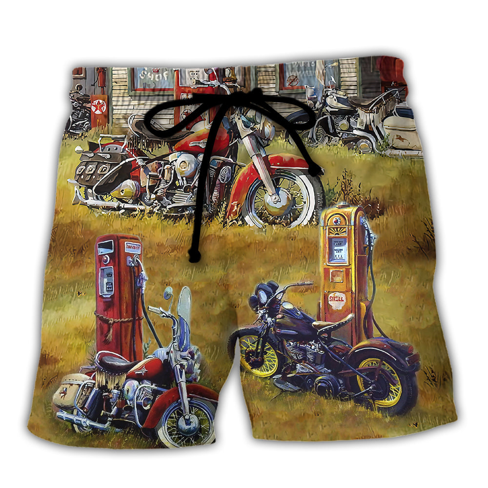 Motorcycle Vintage Shop Grass - Beach Short - Owls Matrix LTD