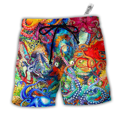 Beach Short / Adults / S Octopus Lover Colorful Art Style - Beach Short - Owls Matrix LTD