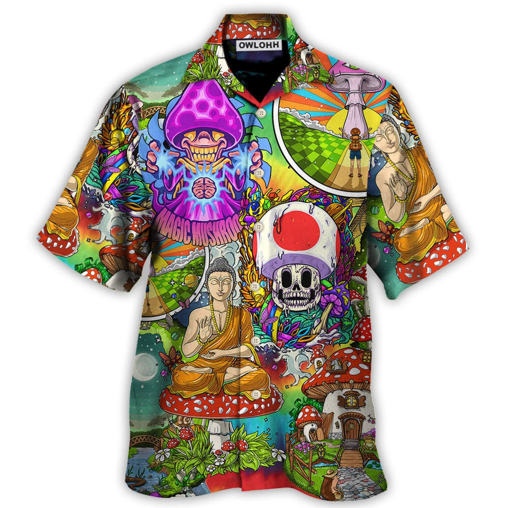 Hawaiian Shirt / Adults / S Hippie Mushroom Peace Colorful Let It Be - Hawaiian Shirt - Owls Matrix LTD