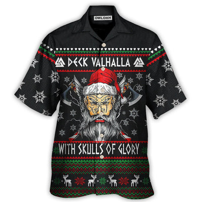 Hawaiian Shirt / Adults / S Christmas Deck Valhalla With Skull Of Glory - Hawaiian Shirt - Owls Matrix LTD