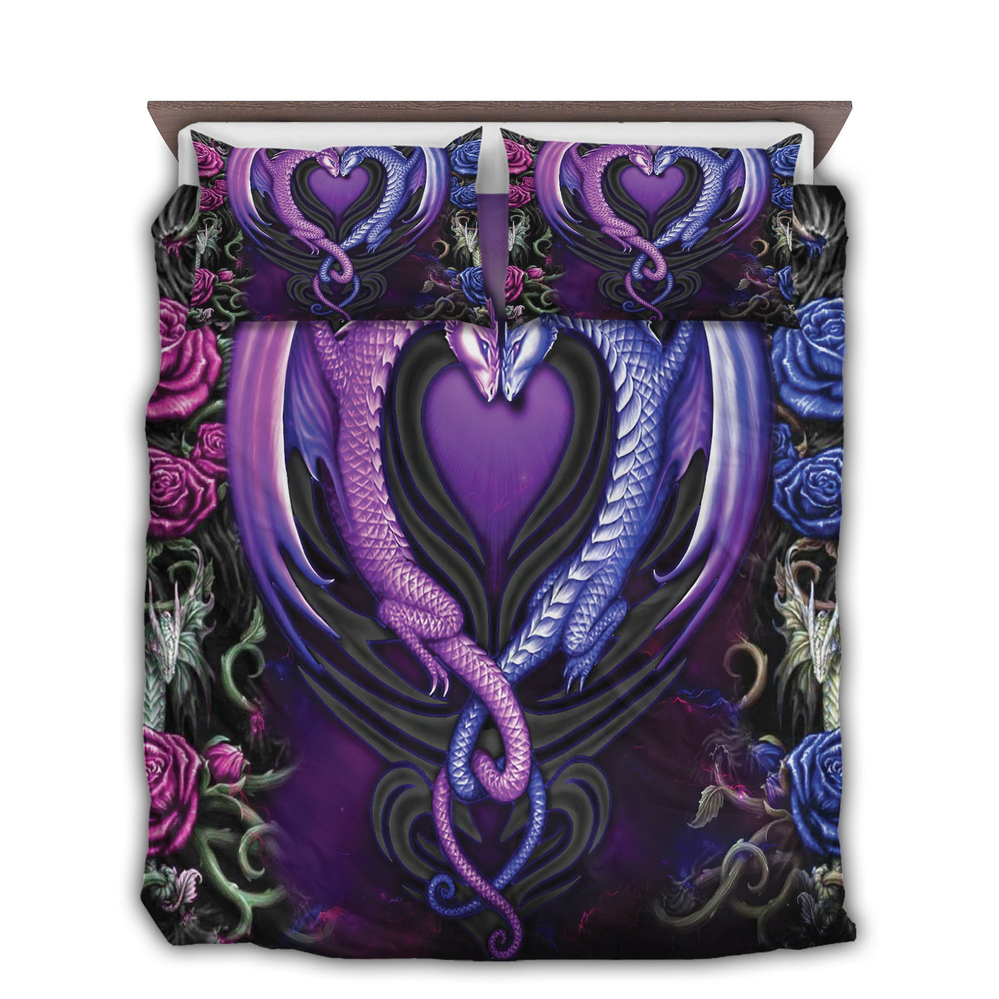 US / Twin (68" x 86") Dragon Couple Lover Together - Bedding Cover - Owls Matrix LTD