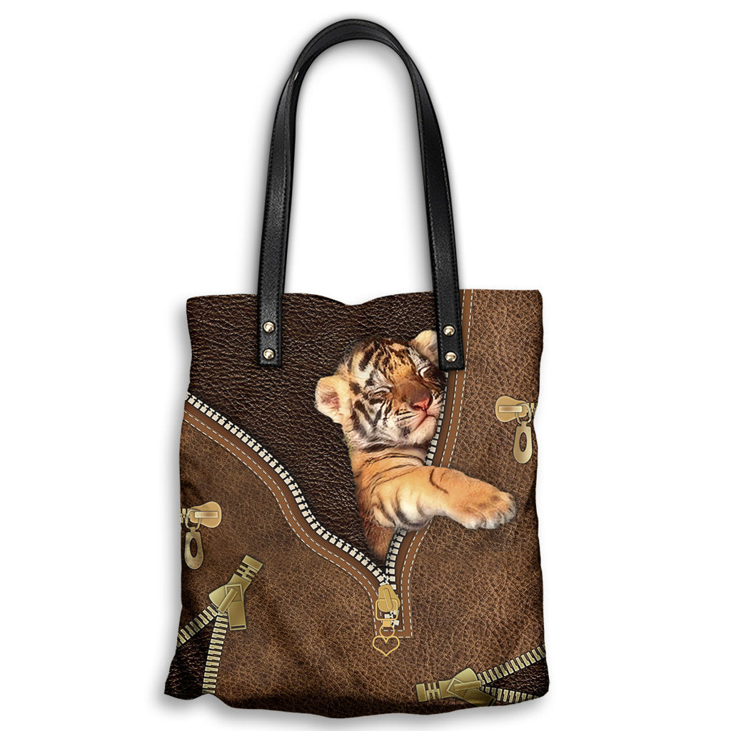 M ( "12.2 x 13.4" ) Tiger Cute Baby Rainforest Animals - Leather Hand Bag - Owls Matrix LTD