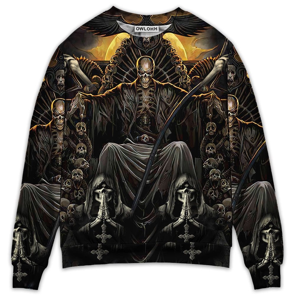 S Skull Grim Reaper Dark - Sweater - Ugly Christmas Sweaters - Owls Matrix LTD
