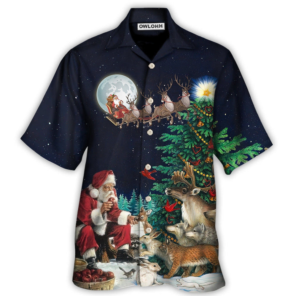 Hawaiian Shirt / Adults / S Christmas Santa Giving Christmas For Everyone Christmas Night - Hawaiian Shirt - Owls Matrix LTD