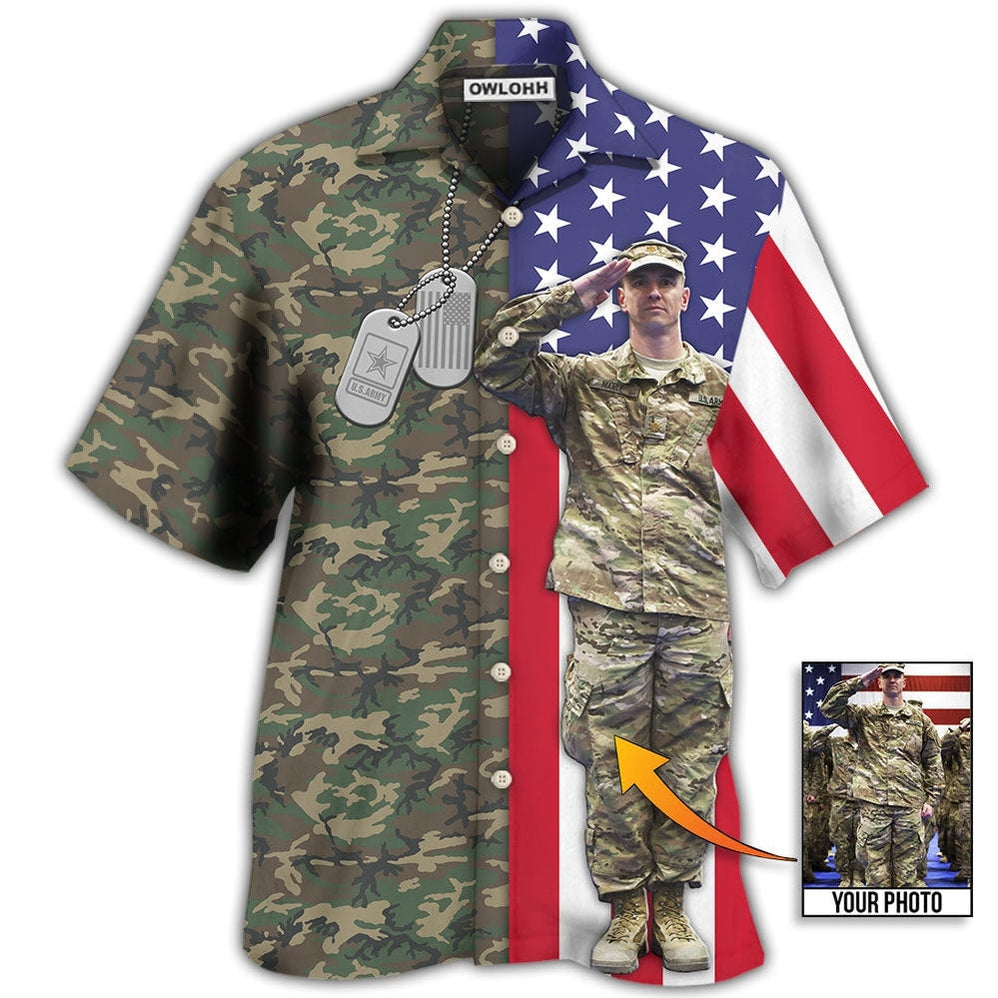 Hawaiian Shirt / Adults / S US Army Tropical US Flag Custom Photo - Hawaiian Shirt - Owls Matrix LTD