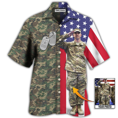 Hawaiian Shirt / Adults / S US Army Tropical US Flag Custom Photo - Hawaiian Shirt - Owls Matrix LTD