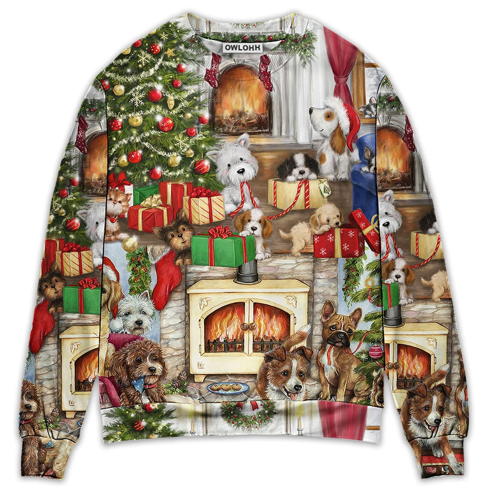 Sweater / S Christmas Dog Lover Merry Lovely Xmas - Sweater - Ugly Christmas Sweaters - Owls Matrix LTD