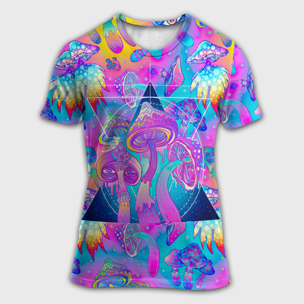 S Hippie Mushroom Psychedelic Tapestry Mushroom Trippy Hippie Magical Eye - Round Neck T-shirt - Owls Matrix LTD