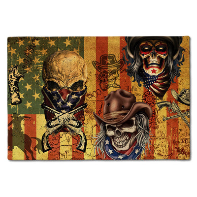 S ( 16X24 INCHES ) Skull Cowboy America Retro - Doormat - Owls Matrix LTD