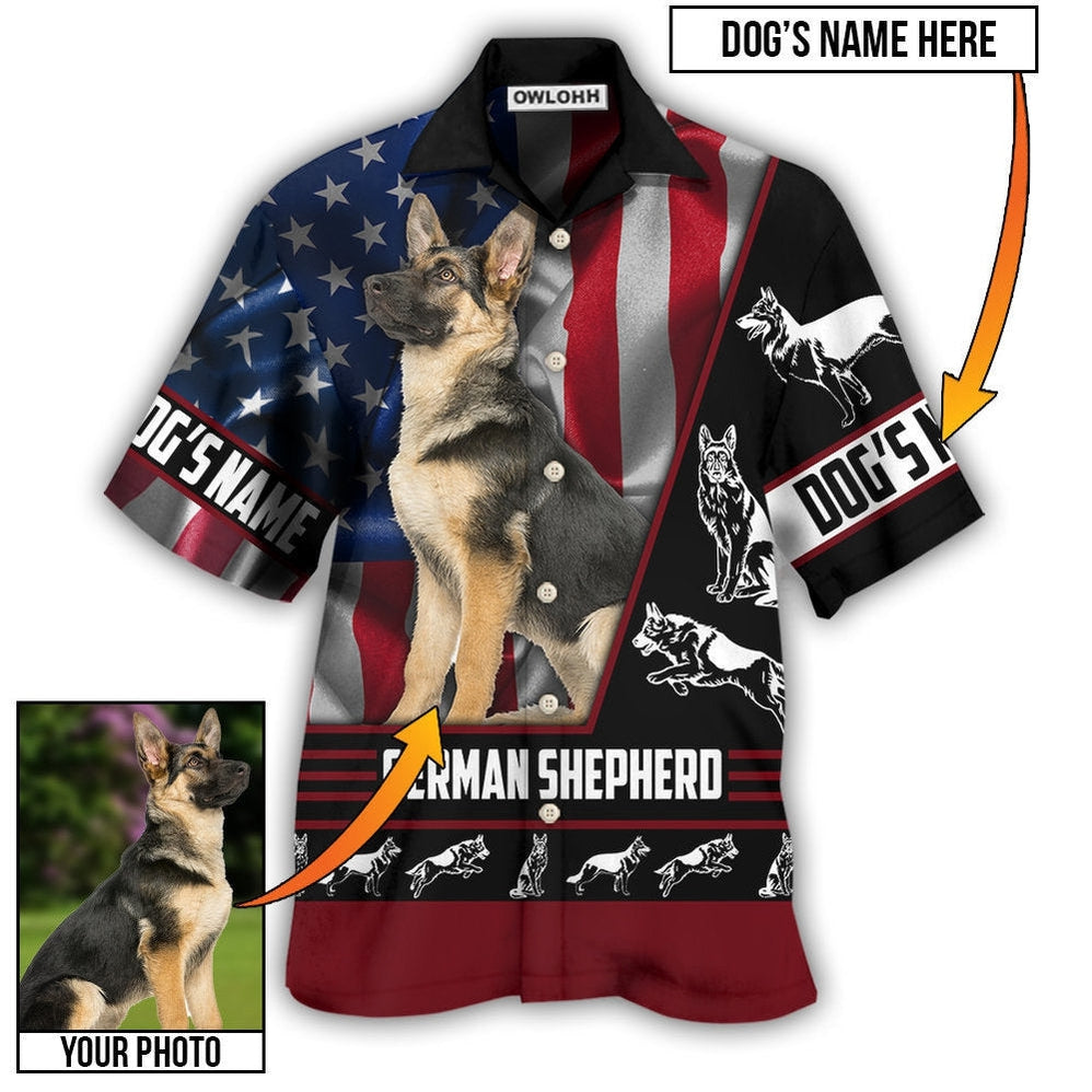 America Flag / Adults / S German Shepherd My Lovely Dog Custom Photo Personalized - Hawaiian Shirt - Owls Matrix LTD