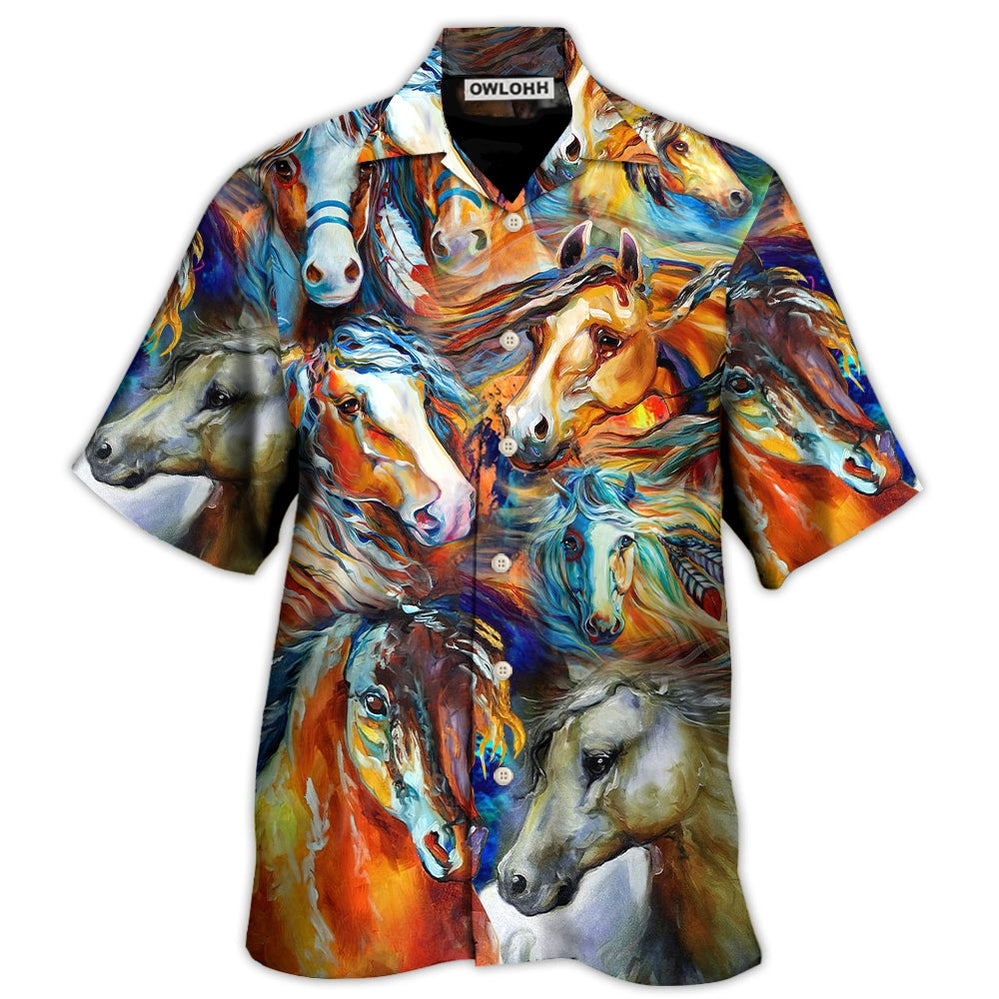 Hawaiian Shirt / Adults / S Horse Face Colorful Cool Art Style - Hawaiian Shirt - Owls Matrix LTD