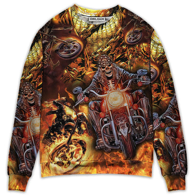 S Skull Motorcycle Racing Fast Fire - Sweater - Ugly Christmas Sweaters - Owls Matrix LTD