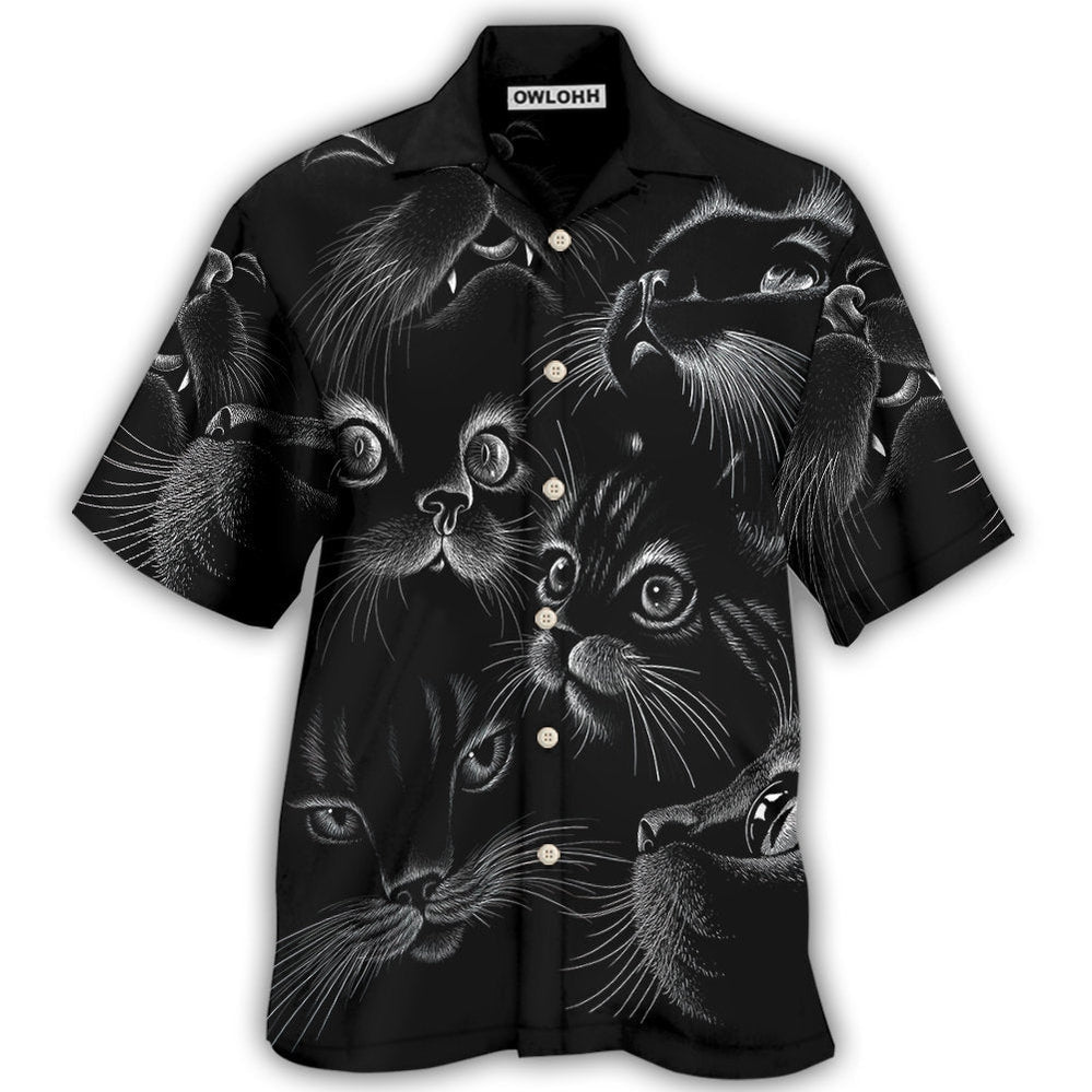 Hawaiian Shirt / Adults / S Black Cat Awesome Amazing Style - Hawaiian Shirt - Owls Matrix LTD