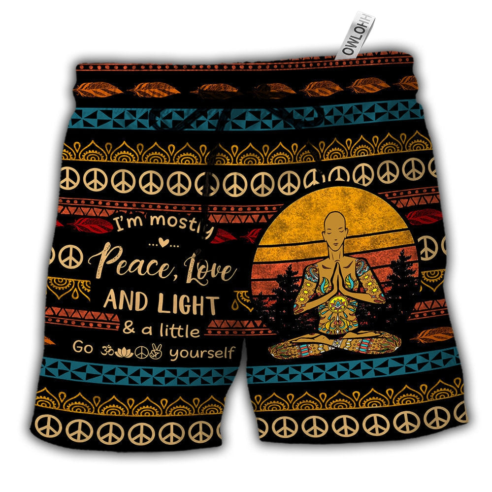 Beach Short / Adults / S Yoga I'm Mostly Peace Love And Light A Little Go F Yourself For Man - Beach Short - Owls Matrix LTD