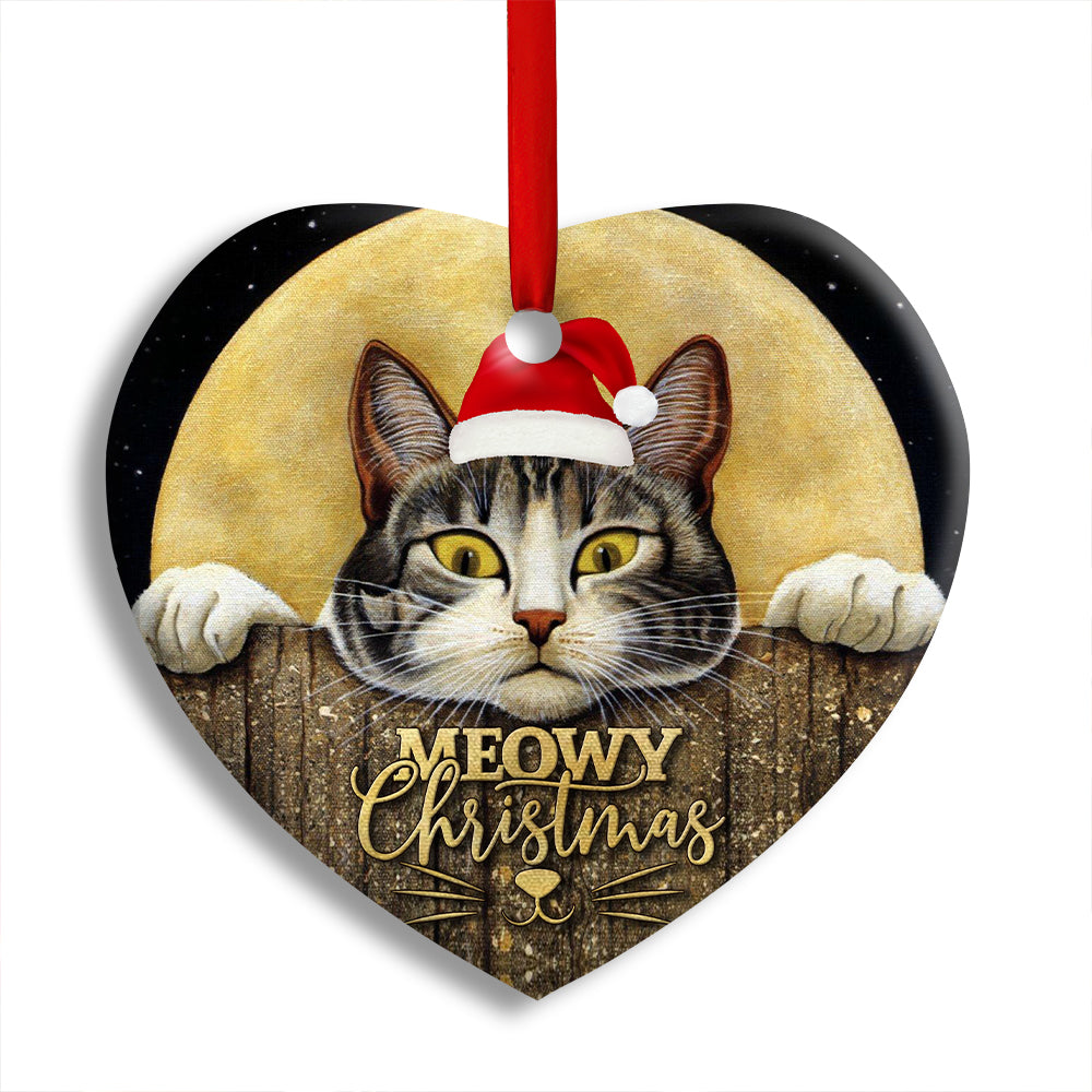 Pack 1 Christmas Cat With Moon Lover Cutie - Heart Ornament - Owls Matrix LTD